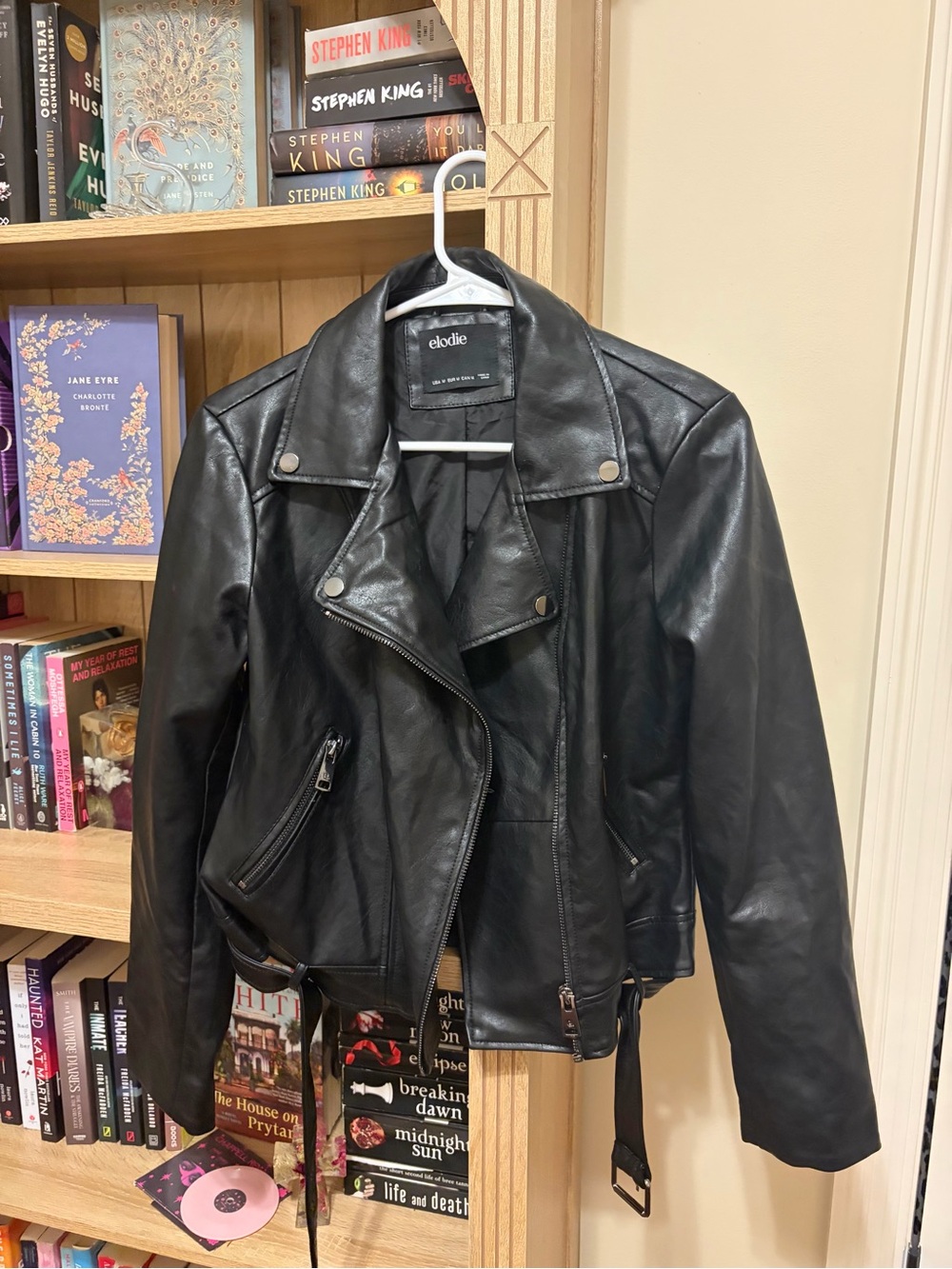 Elodie Black Leather Asymmetrical Moto Jacket